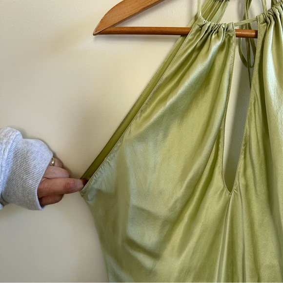 Vintage Victoria's Secret SILK pistachio green backless halter dress - Picture 3 of 4